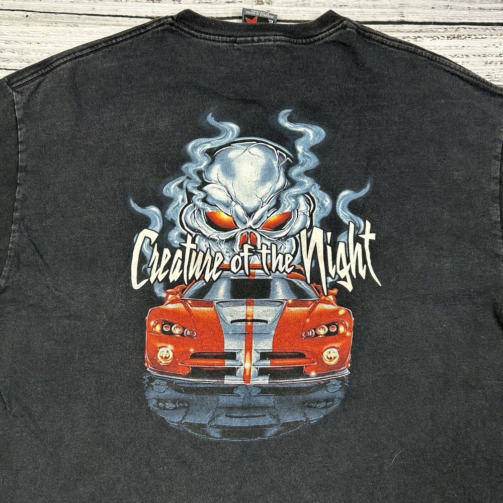 VTG Y2K Top Heavy LS Black Shirt Mens Size XL 2Phast Street Racing Viper Skull - Picture 2 of 8
